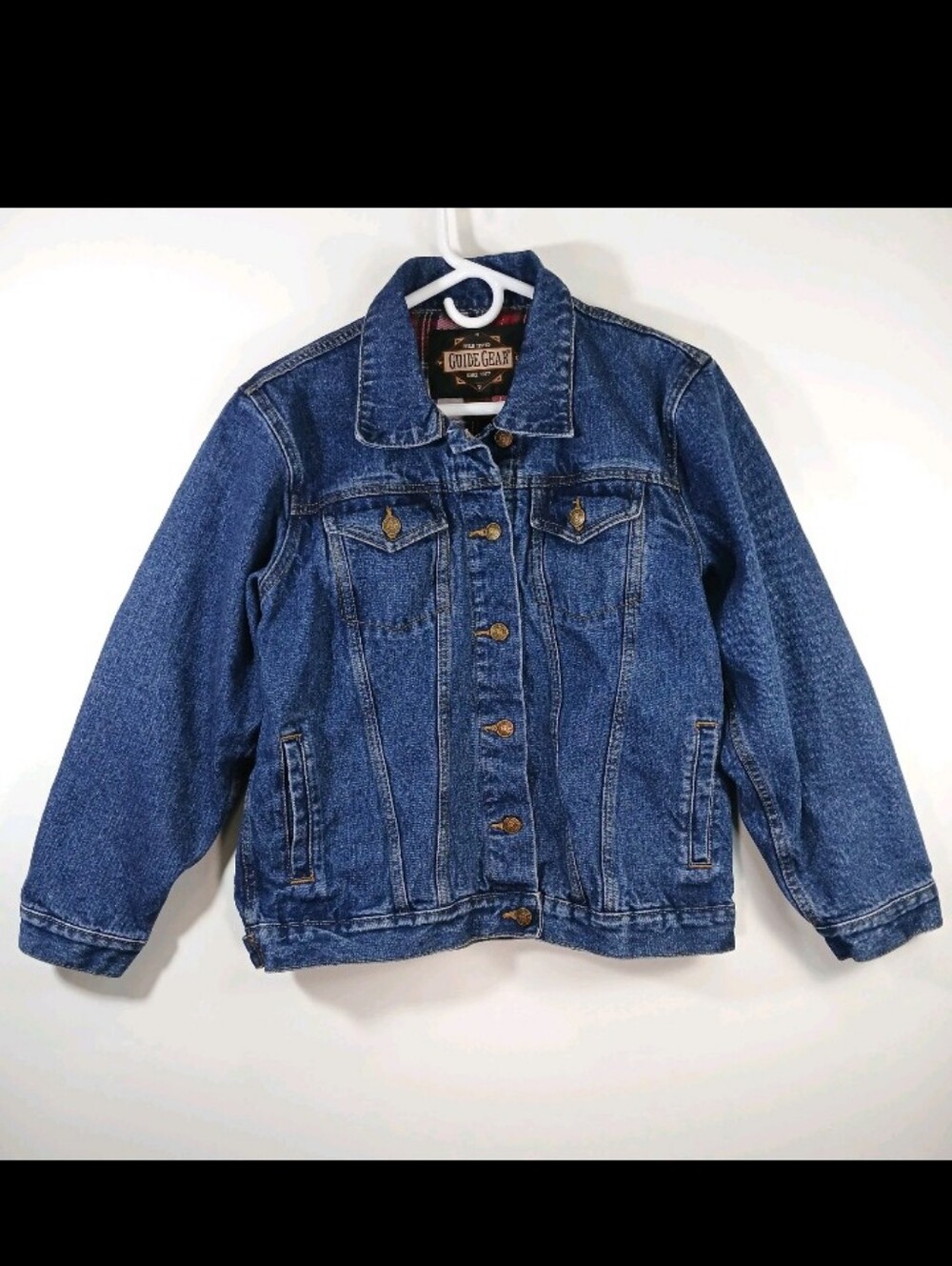 Guide Gear Jacket Men Small Blue Denim Flannel Lined Trucker Outdoor Chore Field